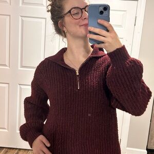 a new day Women's Maroon Cowl Neck Sweater